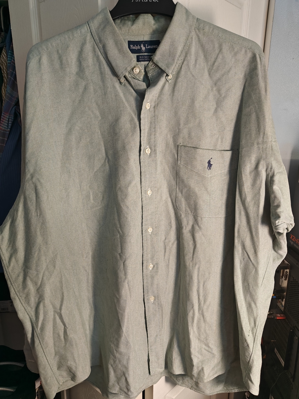 Vintage Ralph Lauren Polo Big Shirt Men’s Light Green Button-Down Oxford Shirt